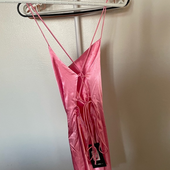 Fashion Nova- Satin Pink Mini Dress - Picture 3 of 4